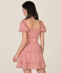 HVV Atelier Poetry Embroidered Co-ord in Rose Pink Close Up View