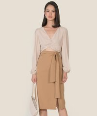 Callalily Knot Blouse Sand Womens clothes