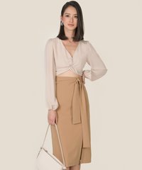 Callalily Knot Blouse Sand womens top