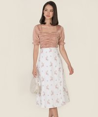 Gwyneth Ruched Cropped Top in Rose Blush Women's Tops Online