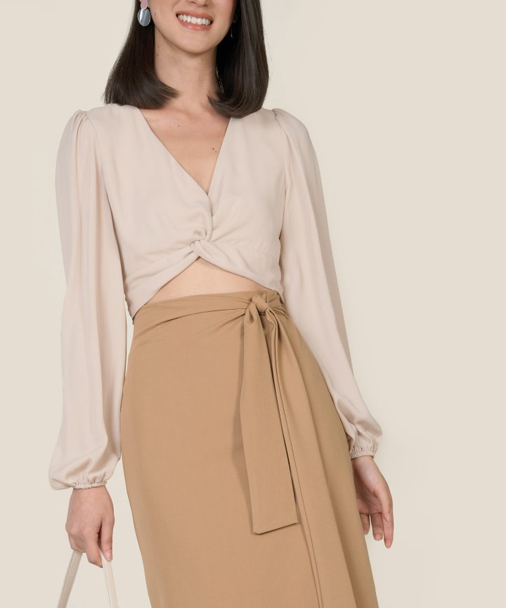 Callalily Knot Cropped Blouse - Sand