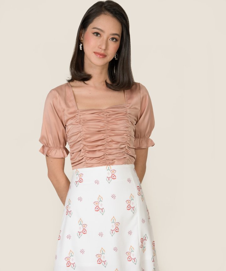 Gwyneth Ruched Cropped Top - Rose Blush