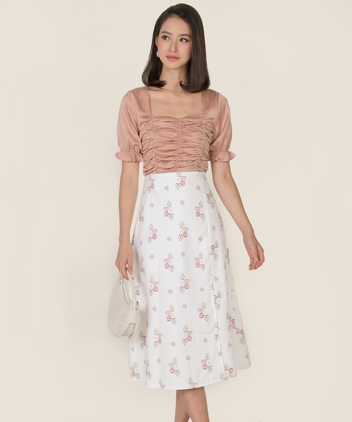 Gwyneth Ruched Cropped Top - Rose Blush