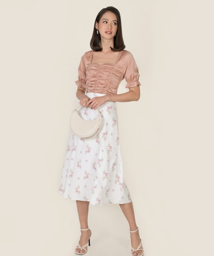 Leighton Slit Midi Skirt - White