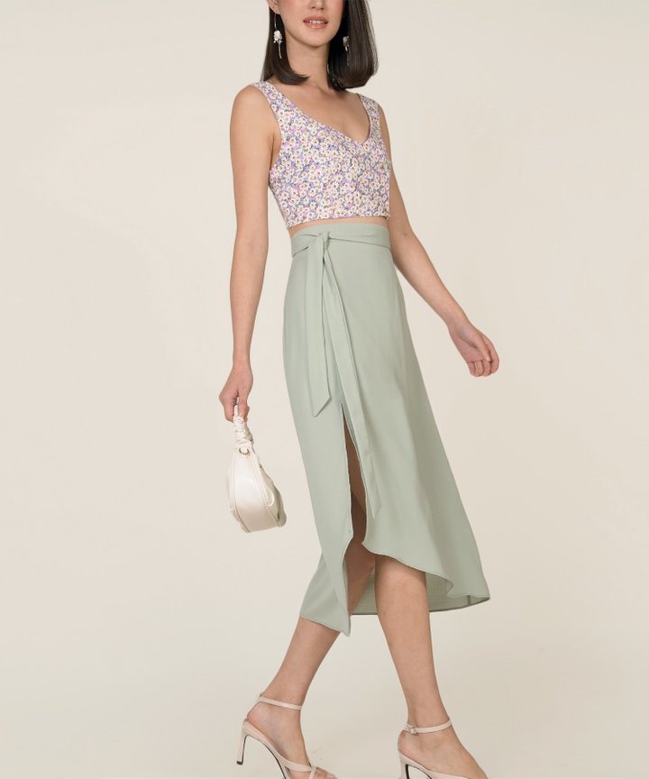 Heidi Asymmetric Midi Skirt - Seafoam