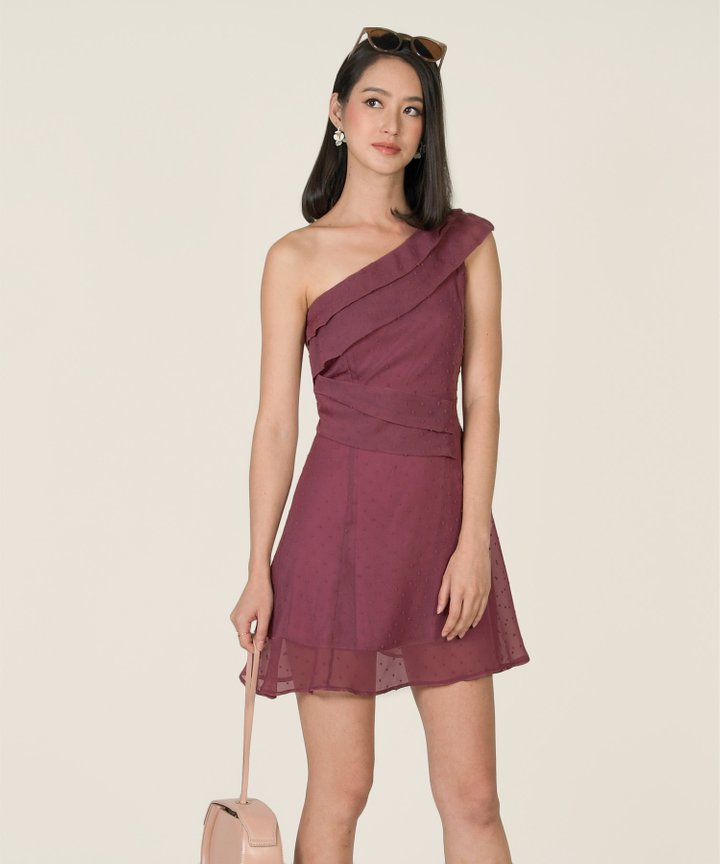 Luminous Swiss Dot Toga Dress - Mulberry