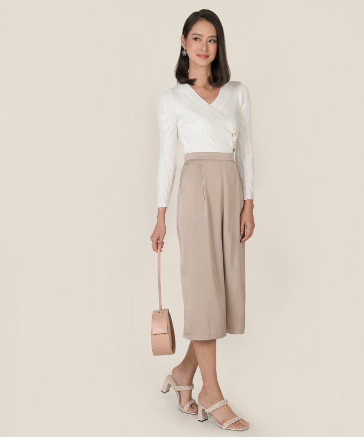 Geneva Satin Culottes - Champagne