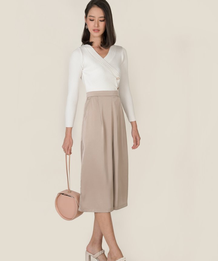 Geneva Satin Culottes - Champagne