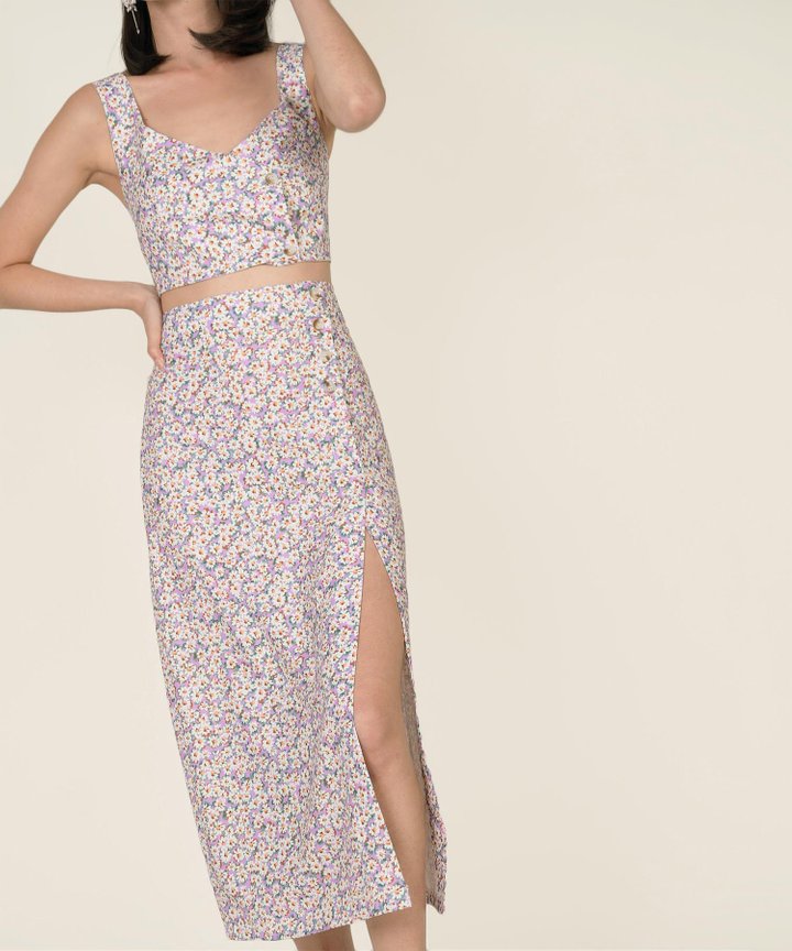 Zulu Floral Slit Midaxi Skirt (Restock)