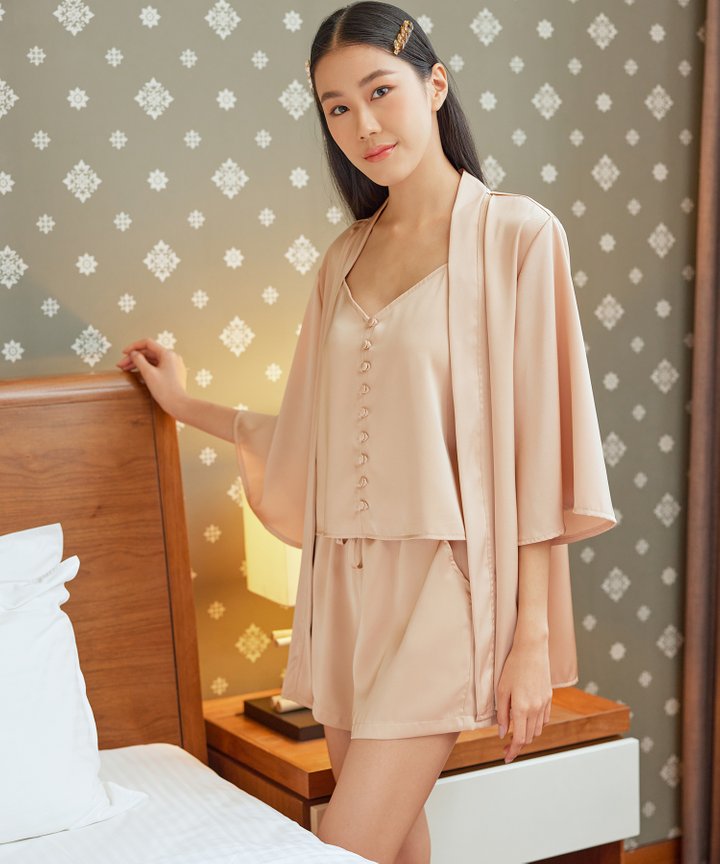 Daydream Satin Kimono - Rose Gold