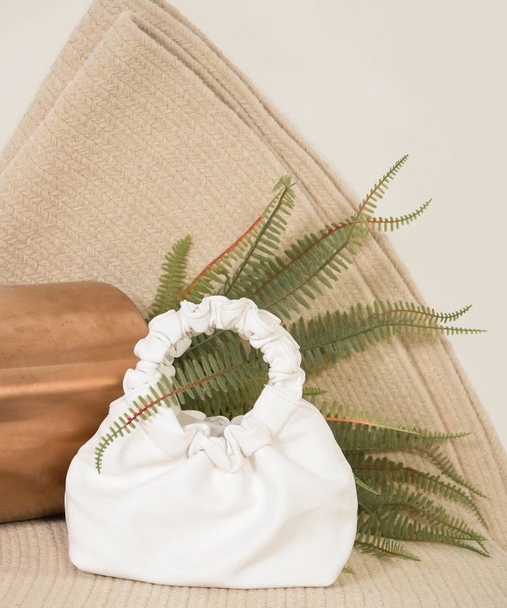 Lucy Ruched Handle Bag - White