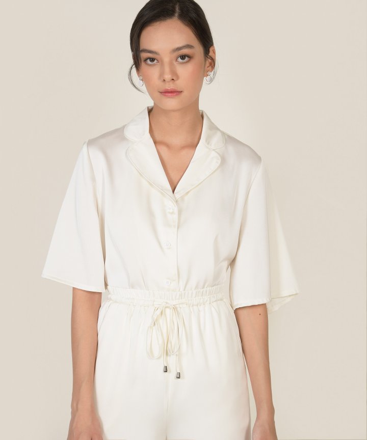 Reverie Satin Shirt - Pearl White