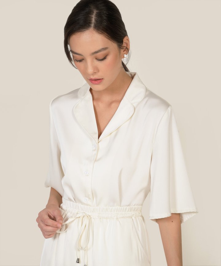 Reverie Satin Shirt - Pearl White