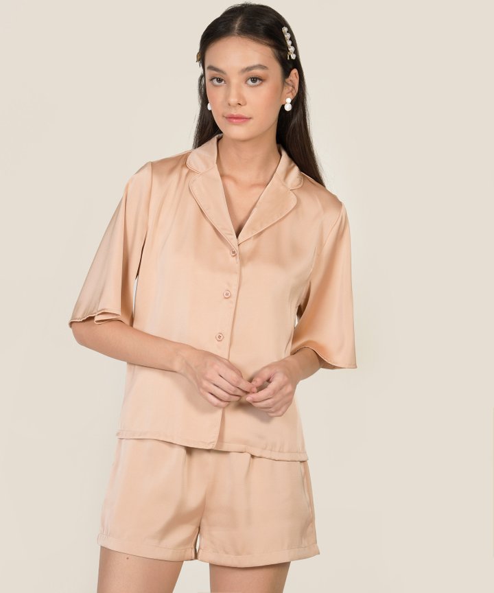 Reverie Satin Shirt - Rose Gold