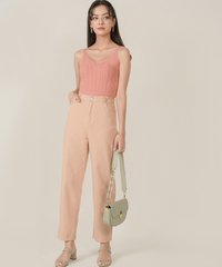 Carson High Waist Tapered Jeans in Pale Apricot Online Fashion Store