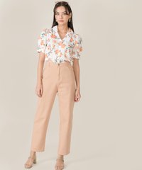 Carson High Waist Tapered Jeans in Pale Apricot Singapore Blogshop Online