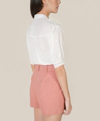 Viola linen buckle shorts in rose pink colour back view