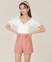 Viola linen buckle shorts in rose pink colour