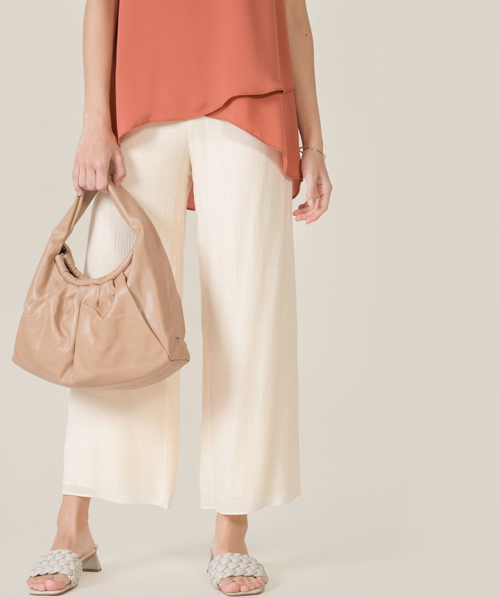 Iggy Ruched Hobo Bag - Latte