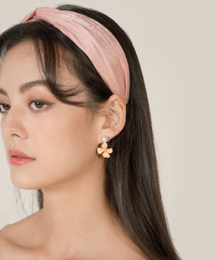 Passaic Floral Pearl Earrings - Orange Sorbet