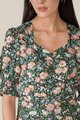 Botaniste Floral Puff Sleeve Midi Dress Close Up View