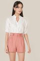 Viola linen buckle shorts in rose pink colour womens clothes