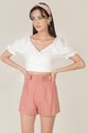 Viola linen buckle shorts in rose pink colour