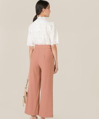 Ambrosia Button Wide Leg Pants in Pale Nude Back View
