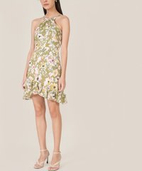Behati Abstract Floral Halter Dress in Green Women's Clothing Online