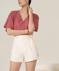 Lilley Linen Belted Shorts in Ecru Women's Clothing Online
