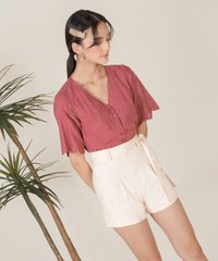 Lilley Linen Belted Shorts in Ecru Singapore Blogshop Online