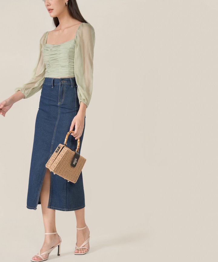 Callum Bodycon Denim Midi Skirt