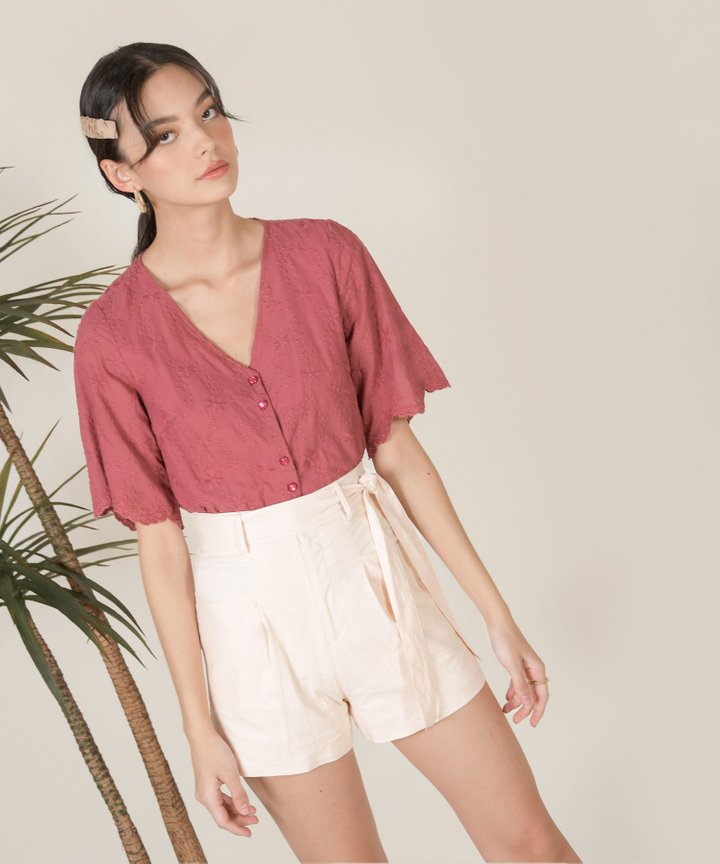 Bree Floral Embroidered Blouse - Rose