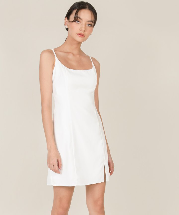 Montaigne A-line Slit Dress - White