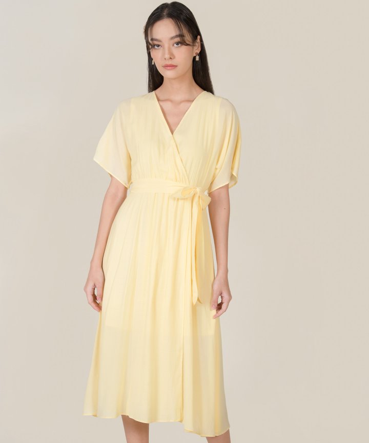 Rituelle Striped Kimono Midi Dress - Lemonade