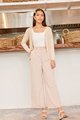 Ambrosia Button Wide Leg Pants in Pale Nude Close Up View