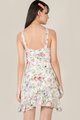 Behati Abstract Floral Halter Dress in White Back View