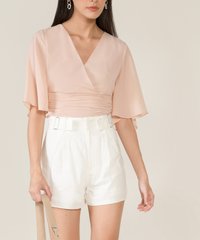 Viola Linen Buckle Shorts in White Singapore Blogshop Online