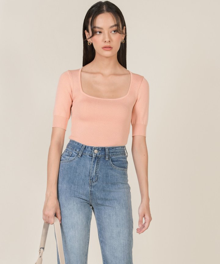 Abrielle Trapeze Knit Top - Blush Pink