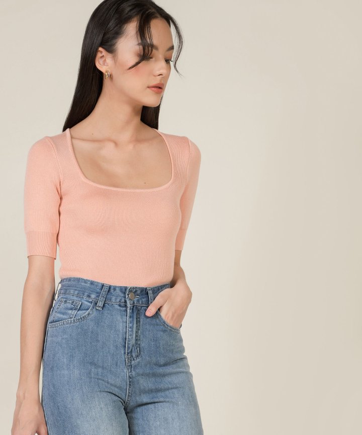 Abrielle Trapeze Knit Top - Blush Pink