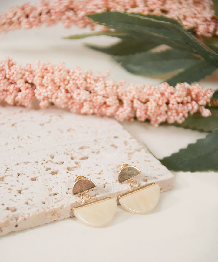 Coppola Semi Circle Earrings - Cream