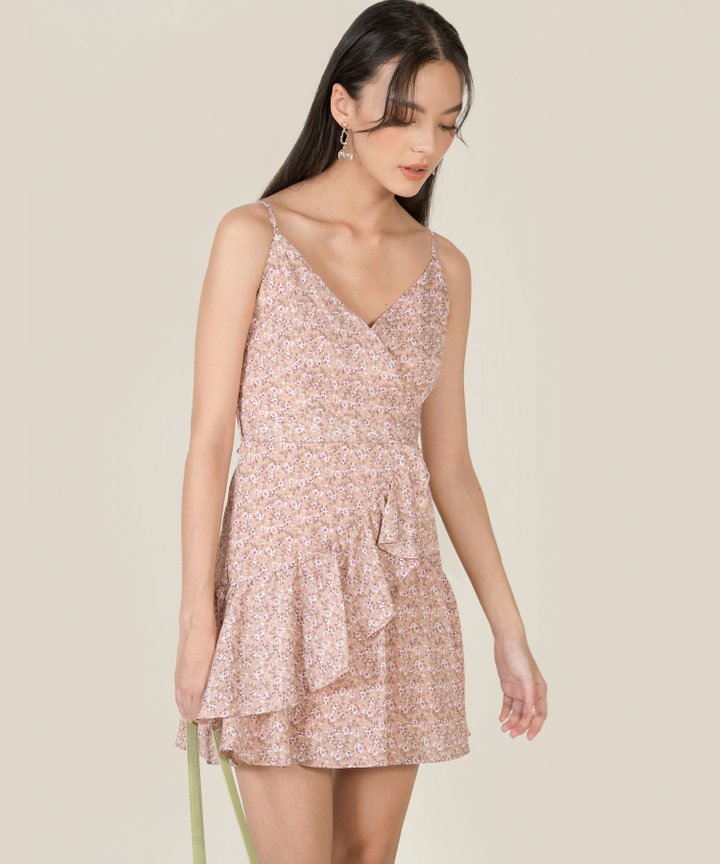 Mirage Floral Ruffle Overlay Dress - Blush Pink