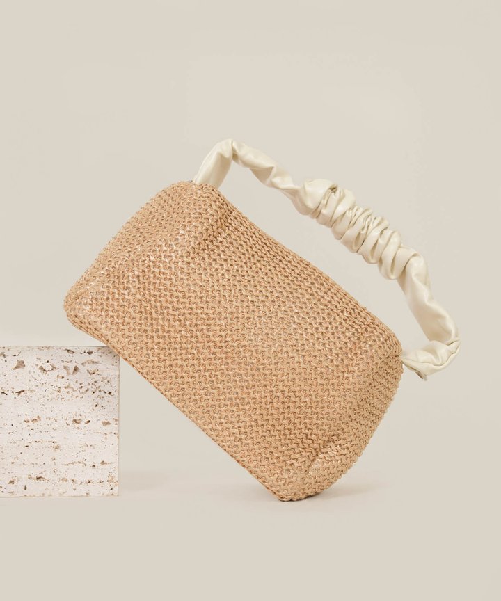 Suisse Ruched Handle Woven Bag