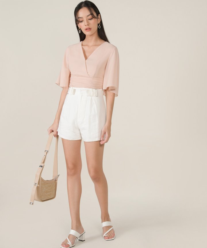 Viola Linen Buckle Shorts - White