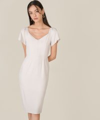 Bettany Tailored Midi Dress in Pale Greige Women's Clothing Online