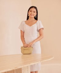 Bettany Tailored Midi Dress in Pale Greige Fashion Online Store