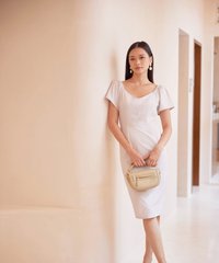 Bettany Tailored Midi Dress in Pale Greige Women's Apparel Online