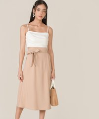 bindi linen ruched cropped top in white with afar contrast handbag