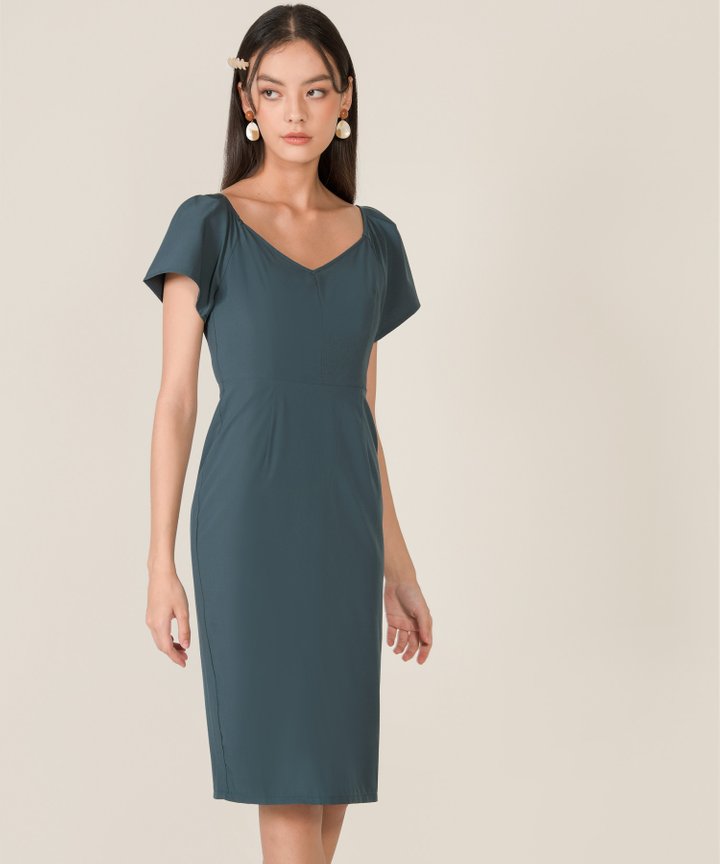 Dark teal hotsell midi dress