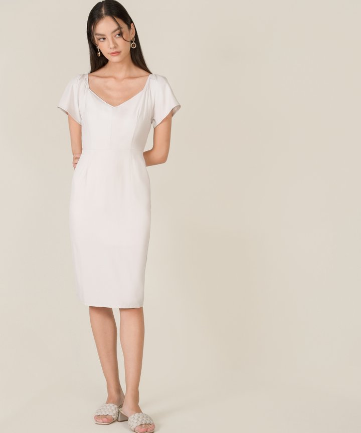Bettany Tailored Midi Dress - Pale Greige